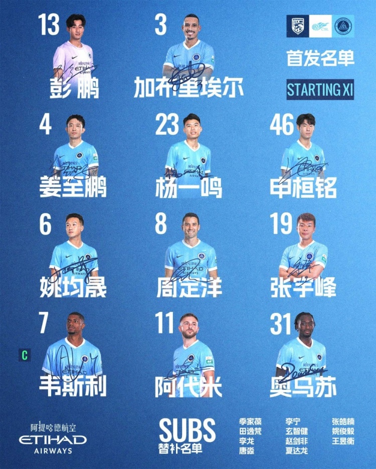 深圳新鹏城客战武汉三镇首发:加布里埃尔韦斯利领衔,姜至鹏出战 深圳新鹏城客战武汉三镇首发:加布里埃尔韦斯利领衔,姜至鹏出战